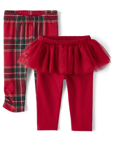 Baby Girls Plaid Tutu Leggings 2-Pack