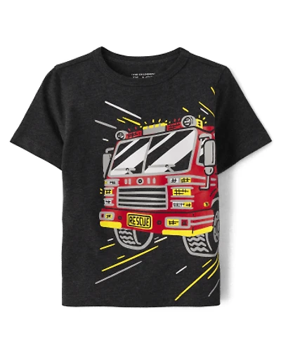 Baby And Toddler Boys Fire Truck Graphic Tee