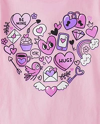 Girls Heart Icons Graphic Tee