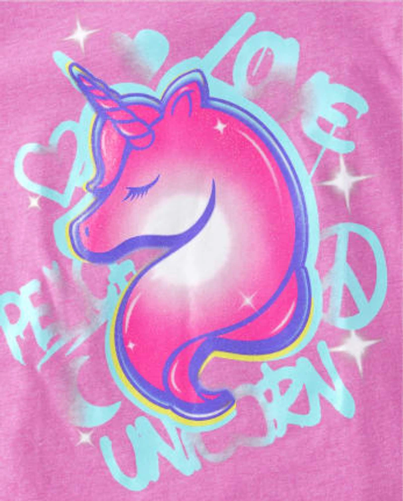 Girls Unicorn Doodle Graphic Tee