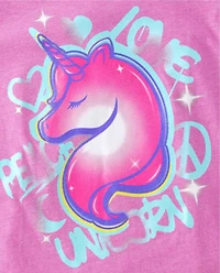 Girls Unicorn Doodle Graphic Tee