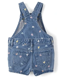 Baby And Toddler Girls Print Denim Shortalls
