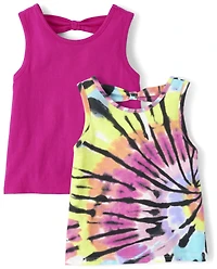 tout-petit, fille arc-en-ciel Tie Dye Knot Back débardeur 2-Pack