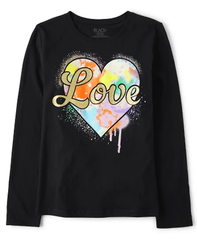 Girls Love Heart Graphic Tee