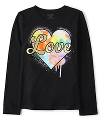 Girls Love Heart Graphic Tee