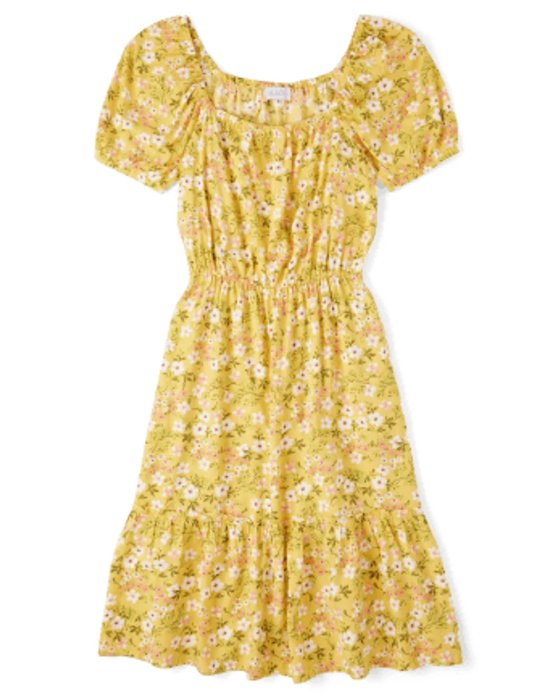 Womens Mommy And Me Floral Tiered Dress