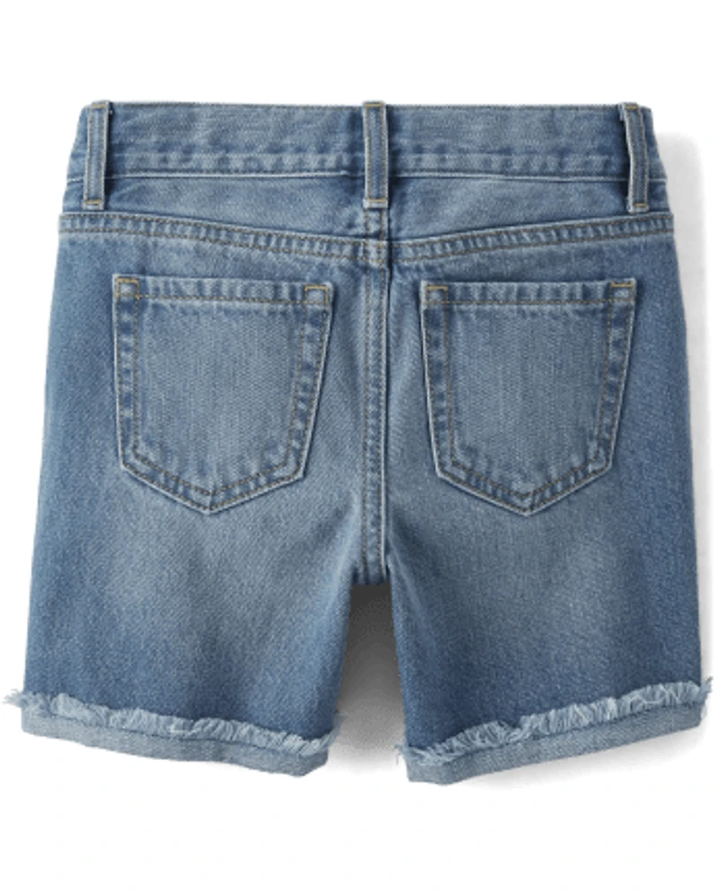 Short midi en jean à revers retroussés pour fille