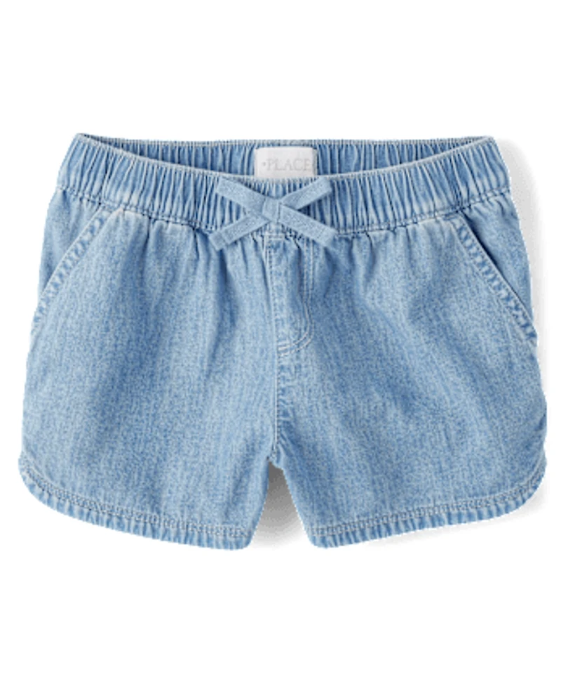 Girls Chambray Pull On Shorts