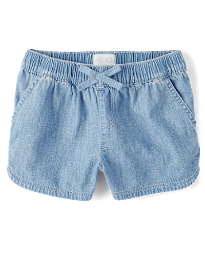 Girls Chambray Pull On Shorts