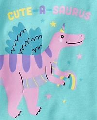 Baby And Toddler Girls Dino Snug Fit Cotton Pajamas
