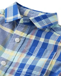 Chemise boutonnée en popeline à carreaux pour bébé et tout-petit garçon