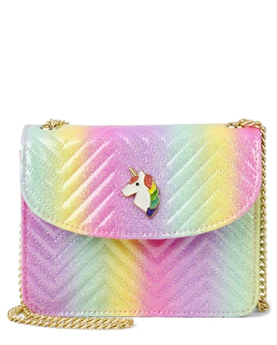 Girls Rainbow Unicorn Quilted Bag