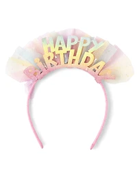 Girls Rainbow Happy Birthday Headband