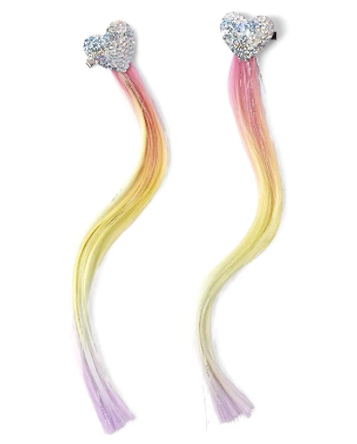 Girls Rainbow Sequin Heart Hair Extension Hair Clip 2-Pack
