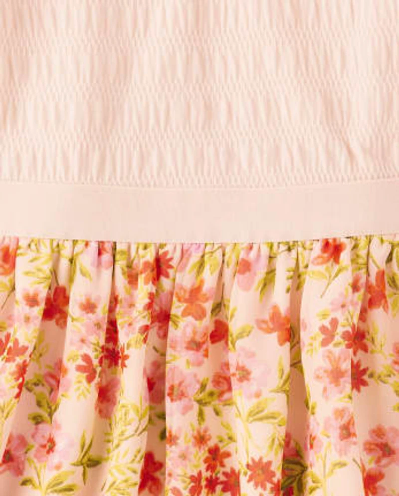 Robe évasée et smockée à fleurs Mommy And Me pour fille