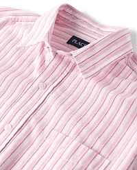 Mens Dad And Me Striped Poplin Button Up Shirt