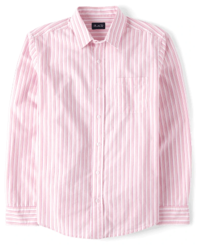 Mens Dad And Me Striped Poplin Button Up Shirt