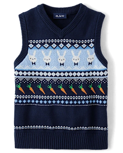 Boys Intarsia Bunny Sweater Vest