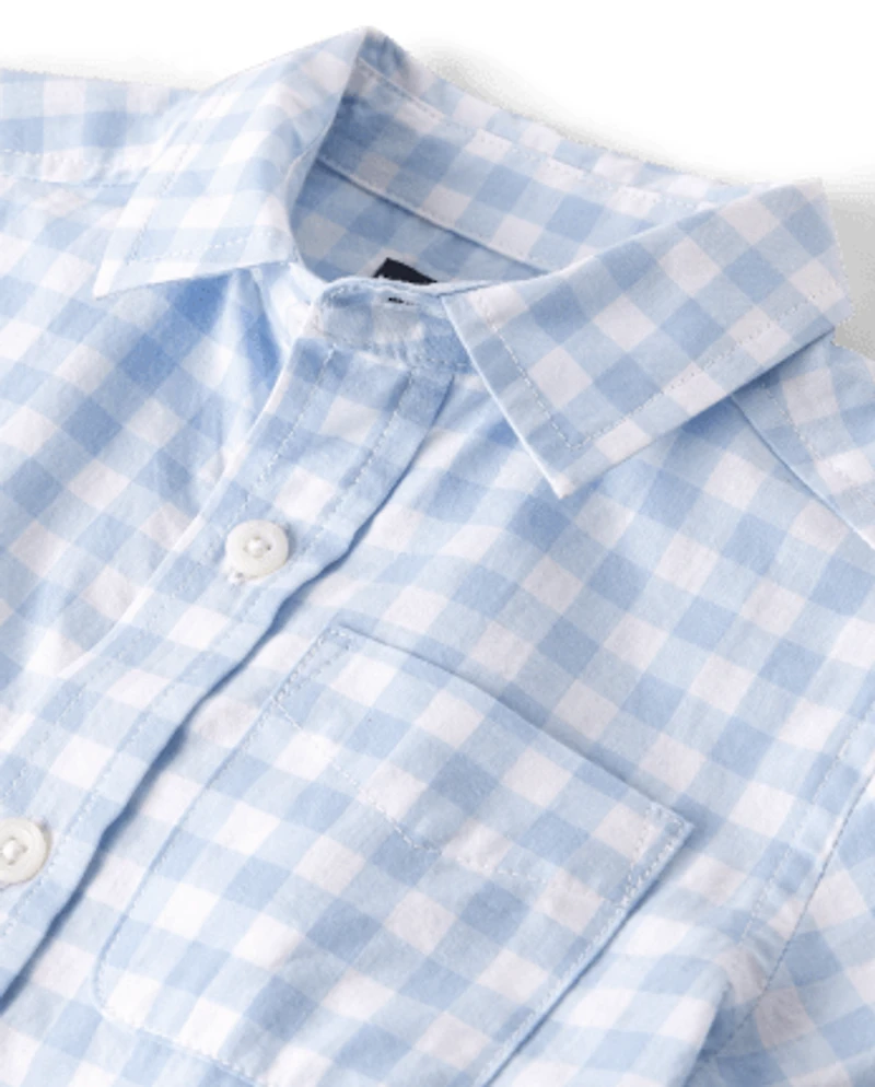 Baby And Toddler Boys Dad Me Gingham Poplin Button Up Shirt
