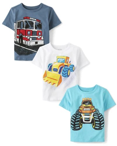 Baby And Toddler Boys Vehicle Graphic Tee 3-Pack