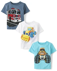 Baby And Toddler Boys Vehicle Graphic Tee 3-Pack