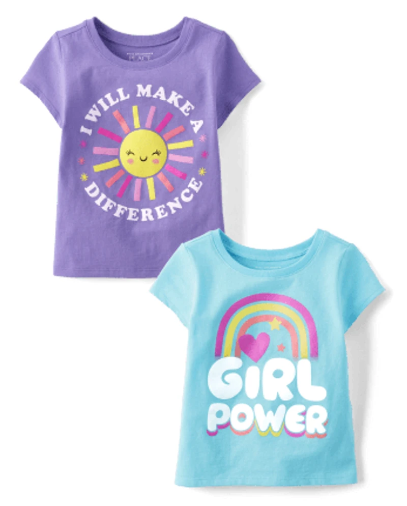 Baby And Toddler Girls Positivity Graphic Tee 2-Pack