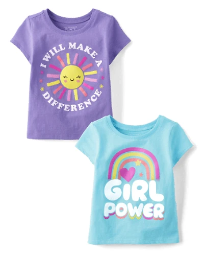 Baby And Toddler Girls Positivity Graphic Tee 2-Pack