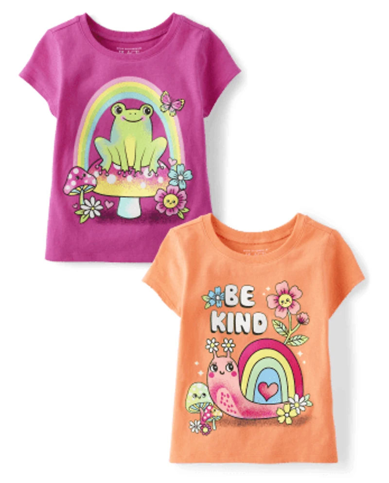 Baby And Toddler Girls Kindness Graphic Tee 2-Pack