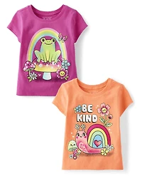 Baby And Toddler Girls Kindness Graphic Tee 2-Pack