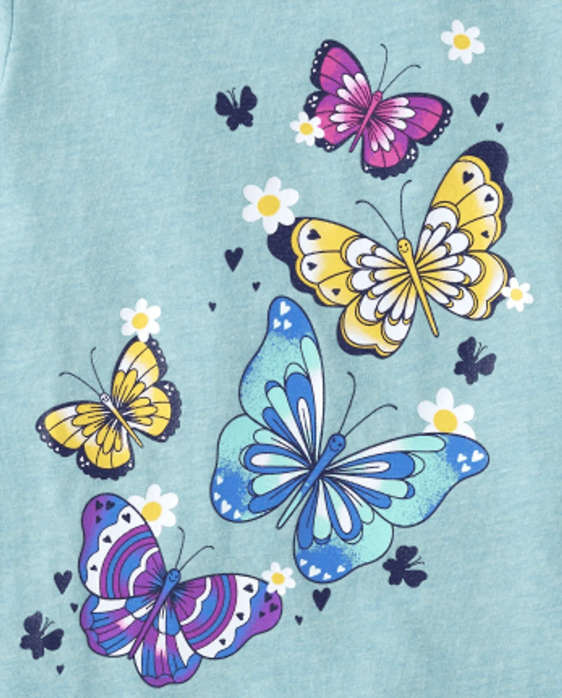 T-shirt graphique papillon pour bébé et petite fille