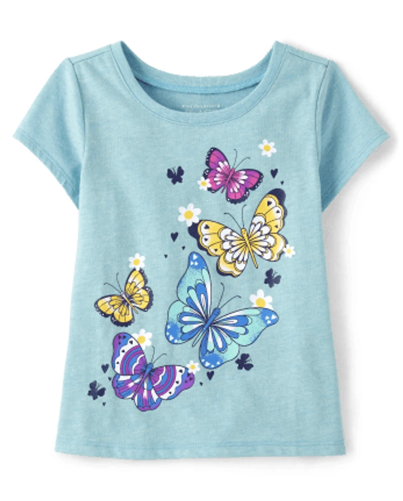 T-shirt graphique papillon pour bébé et petite fille