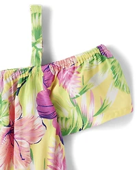 Robe à volants tropicale maman et moi pour bébés petites filles