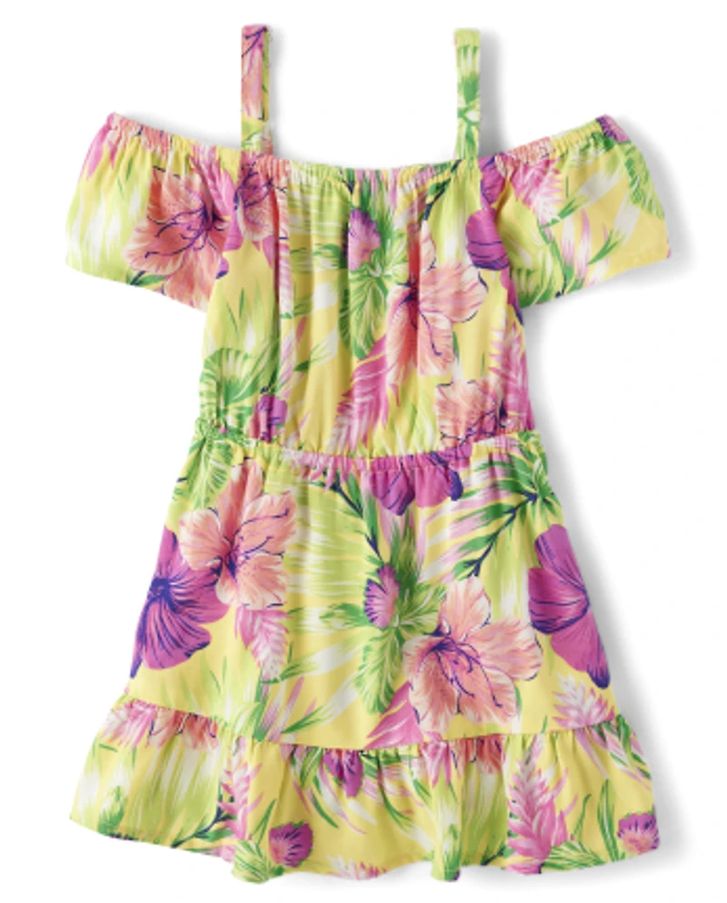 Robe à volants tropicale maman et moi pour bébés petites filles