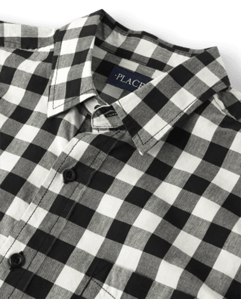 Mens Matching Family Gingham Poplin Button Up Shirt