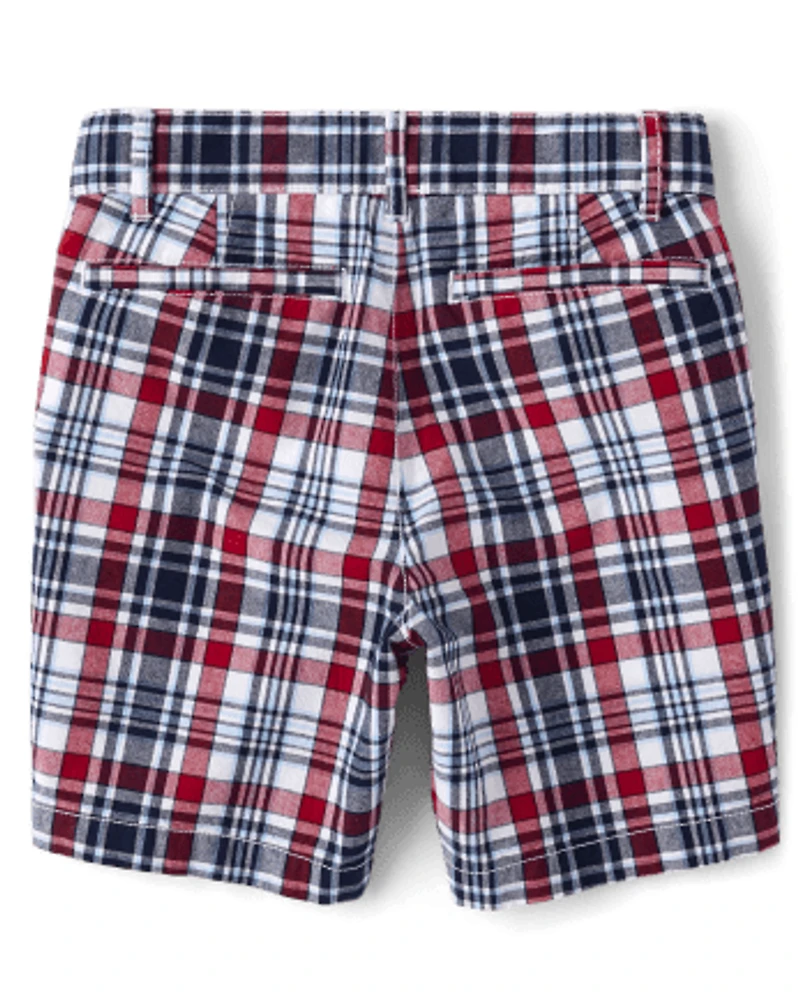 Boys Plaid Chino Shorts