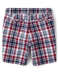 Boys Plaid Chino Shorts