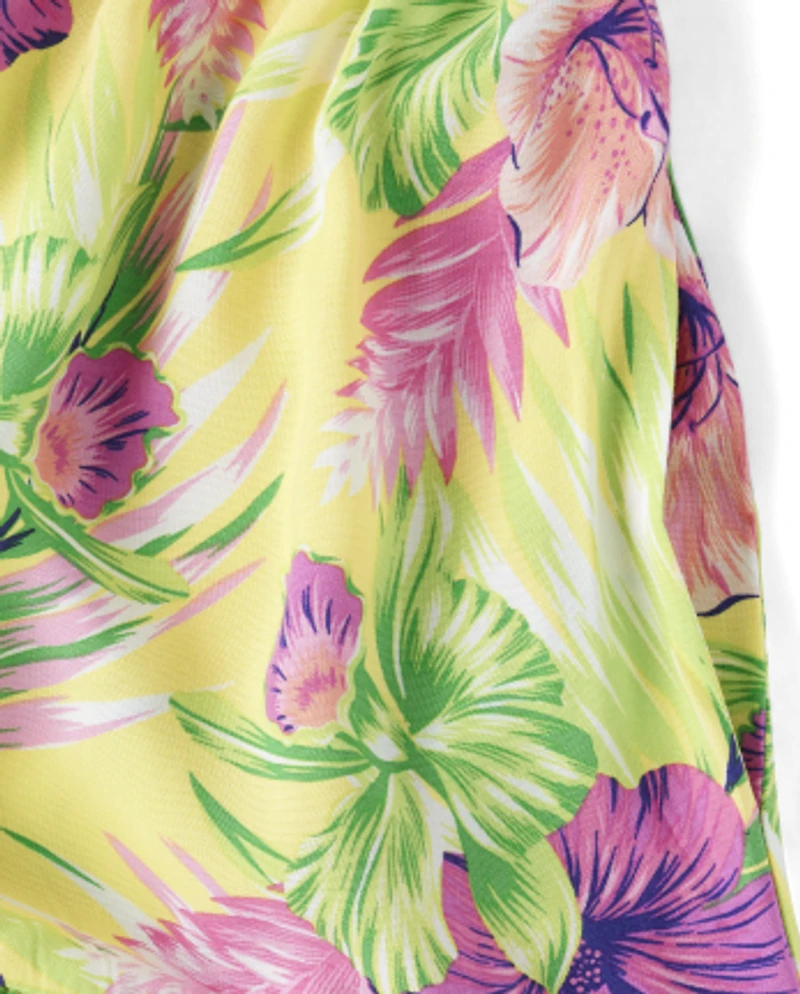 Womens Mommy And Me Tropical Midi Tiered Dress