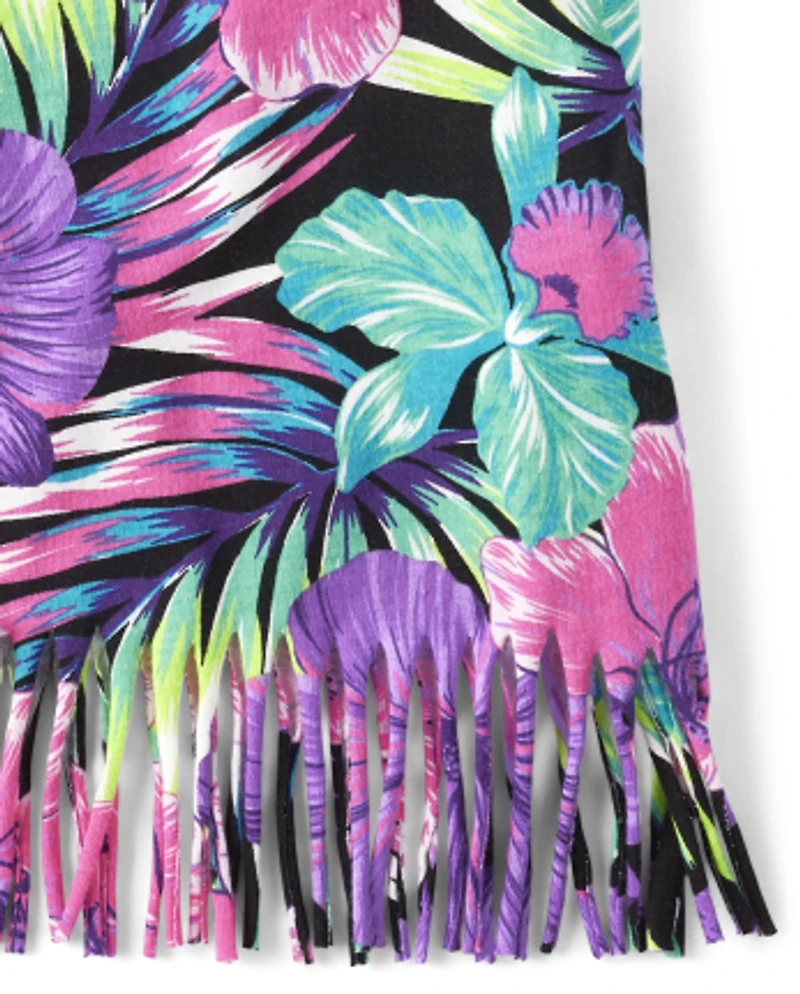 Lot de 4 débardeurs à franges tropicales pour filles