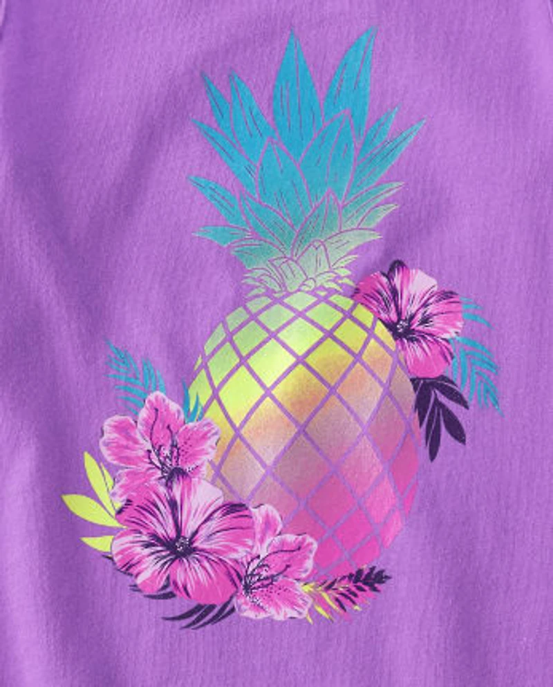 Lot de 4 débardeurs à franges tropicales pour filles