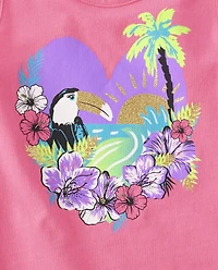 Lot de 4 débardeurs à franges tropicales pour filles