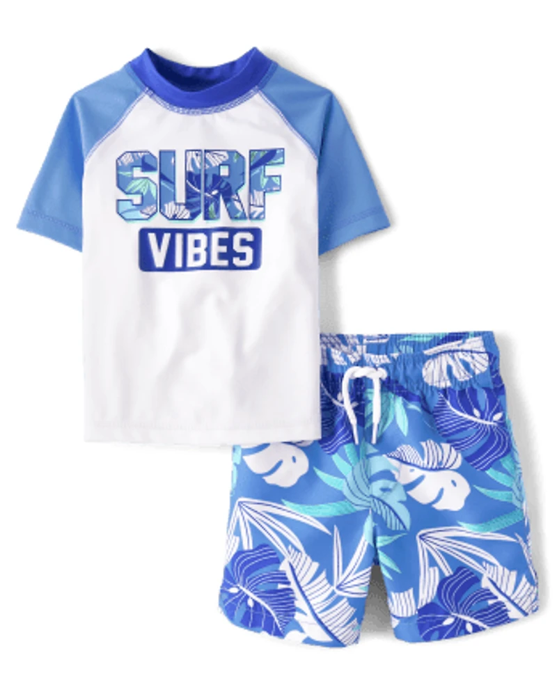 Baby And Toddler Boys Surf Vibes Rashguard Swimsuit