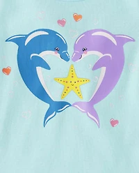 Baby And Toddler Girls Dolphin Snug Fit Cotton Pajamas
