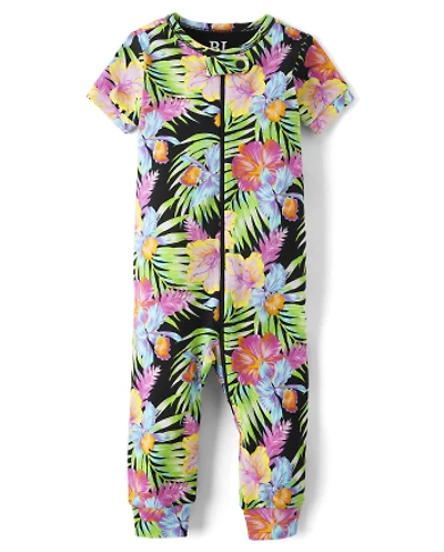Baby And Toddler Girls Tropical Snug Fit Cotton One Piece Pajamas