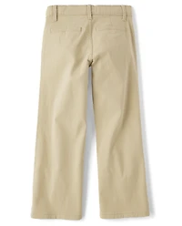 Girls Uniform Stretch Wide Leg Chino Pants
