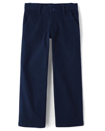 Girls Uniform Stretch Wide Leg Chino Pants