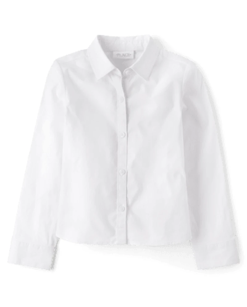 Girls Uniform Poplin Button Up Shirt
