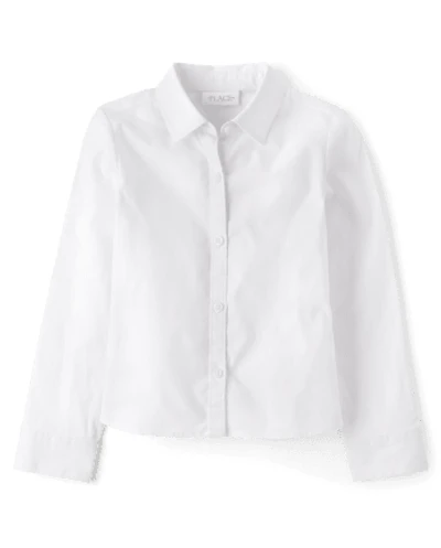 Girls Uniform Poplin Button Up Shirt