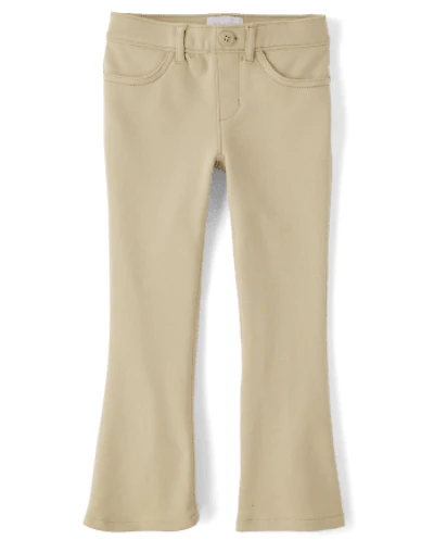 Girls Uniform Ponte Knit Pull On Flare Pants