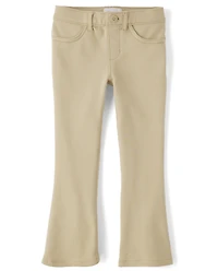 Girls Uniform Ponte Knit Pull On Flare Pants