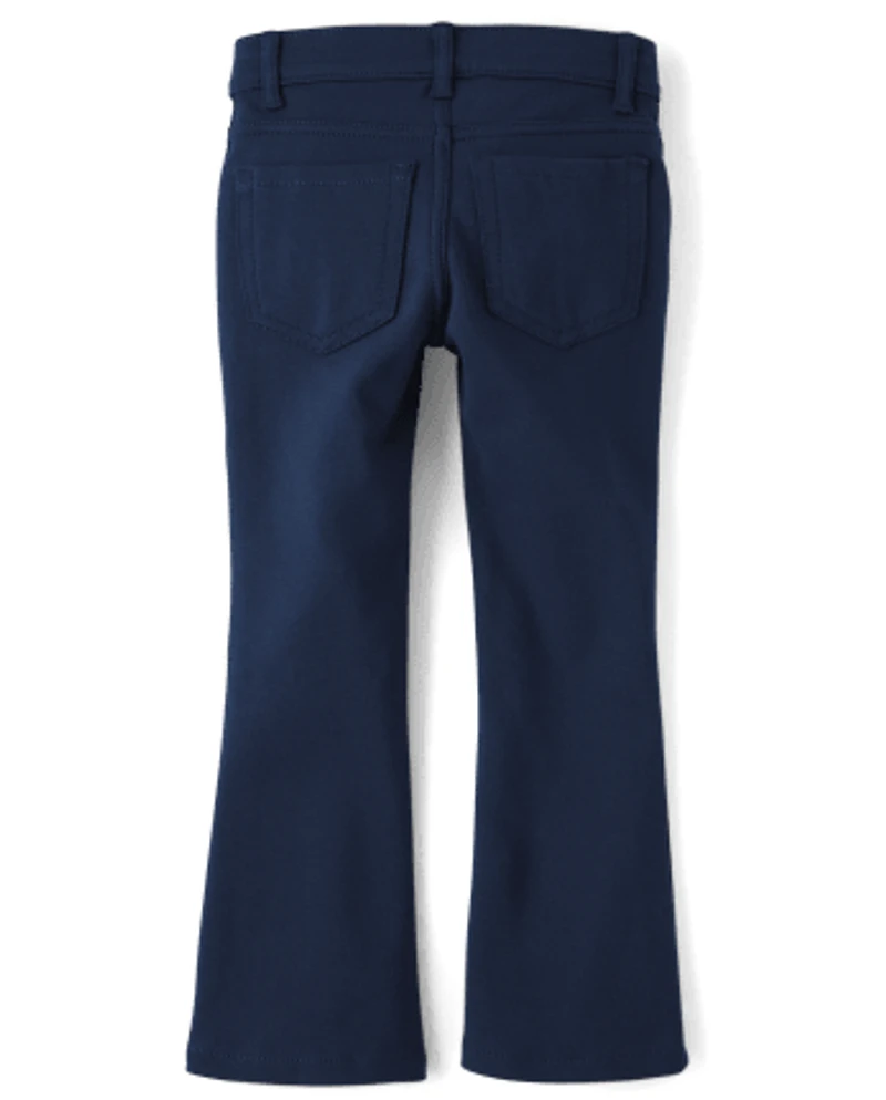 Girls Uniform Ponte Knit Pull On Flare Pants